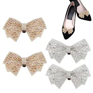 4Pcs 2 Colors Rhinestone Bowknot Shoe Decoration