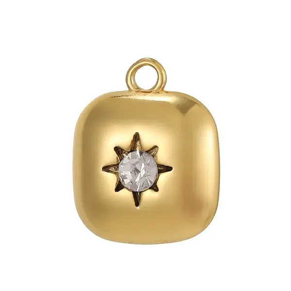 304 Stainless Steel Pave Cubic Zirconia Pendants