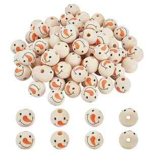 70Pcs Unfinished Natural Wood European Beads