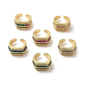 Cubic Zirconia Multi Line Open Cuff Ring
