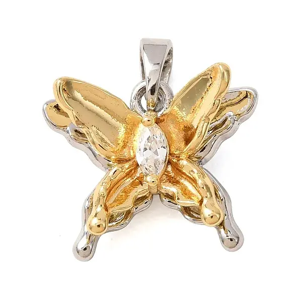 Brass Micro Pave Clear Cubic Zirconia Pendants