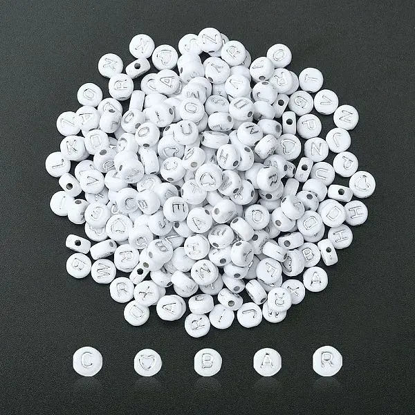 300pcs 2 Styles Opaque White Acrylic Beads