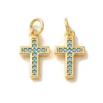 Brass Micro Pave Sky Blue Cubic Zirconia Charms