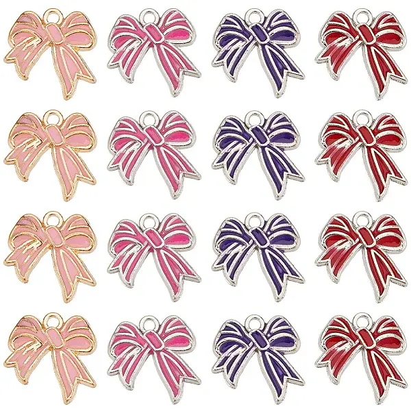 40Pcs 4 Colors Alloy Enamel Pendants