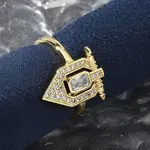 Brass Micro Pave Clear Cubic Zirconia Cuff Finger Rings for Women