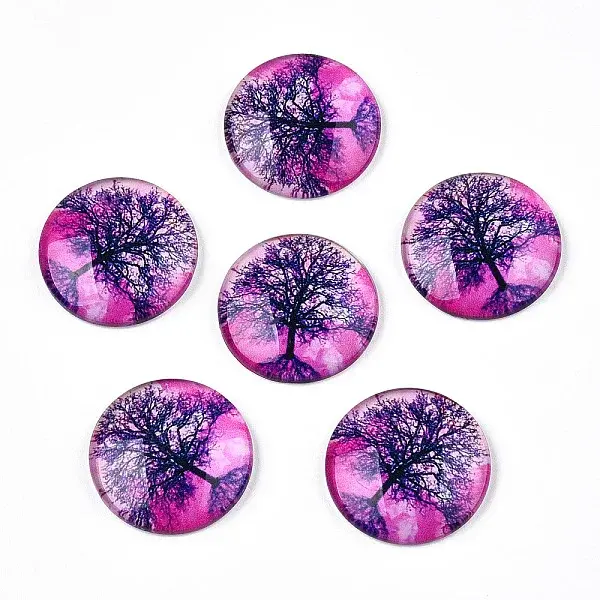 Half Round/Dome Tree Pattern Glass Flatback Cabochons for DIY Projects