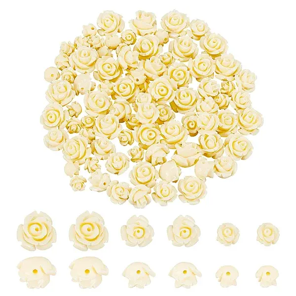 90Pcs 3 Styles Dyed Synthetic Coral Beads