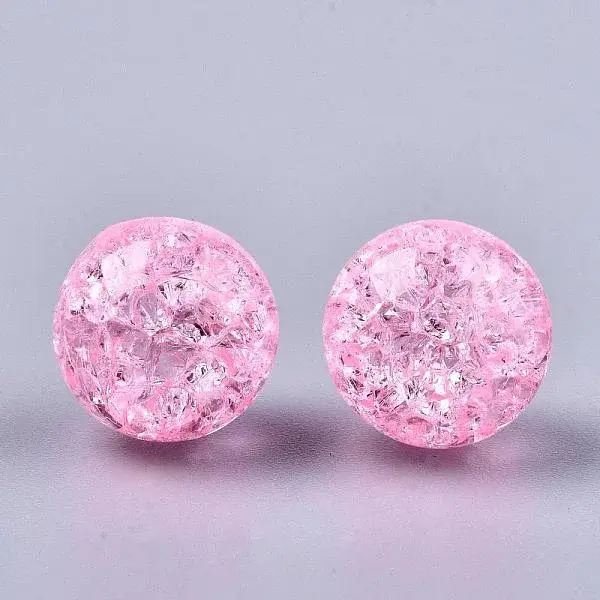Transparent Crackle Acrylic Round Beads Strands