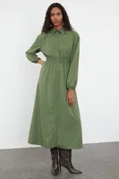 Trendyol Khaki Elastic Waist Woven Dress