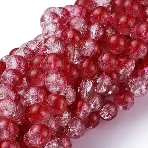 Baking Paint Crackle Glass Bead Strands