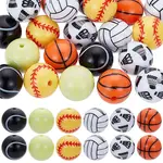 36pcs 6 styles Sport Theme Opaque Resin Beads