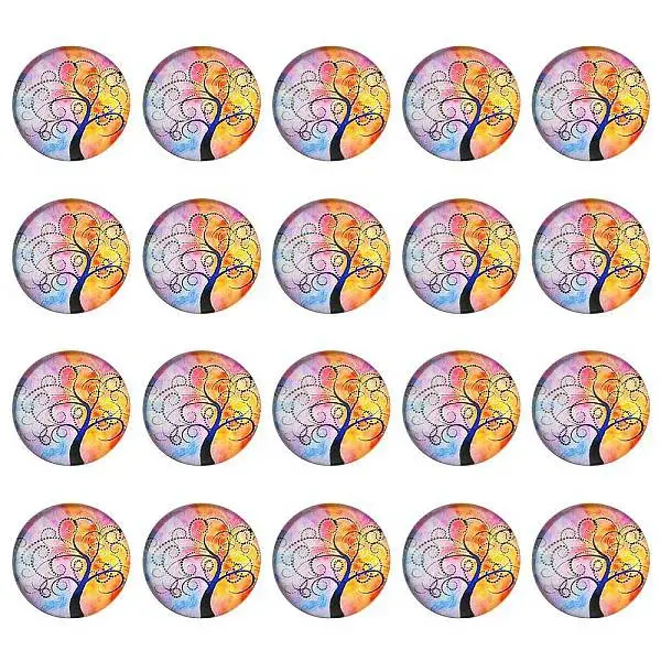 Half Round/Dome Tree Pattern Glass Flatback Cabochons for DIY Projects