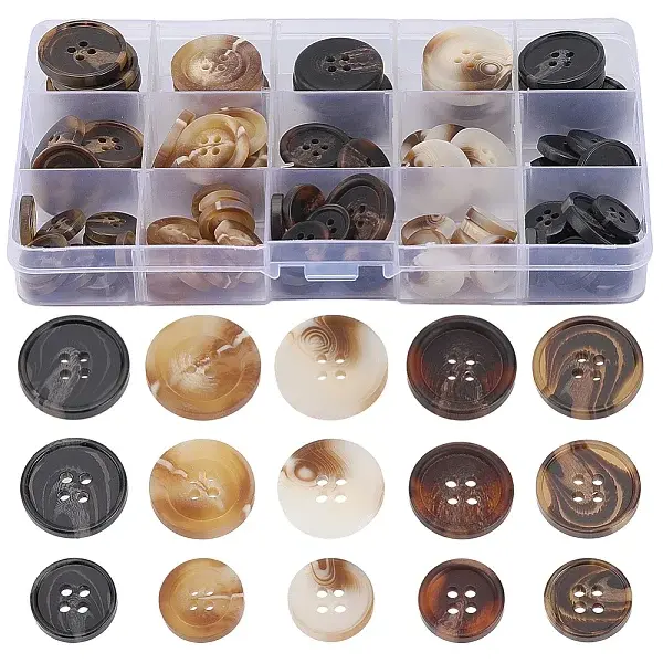 110Pcs 15 Styles Resin Button