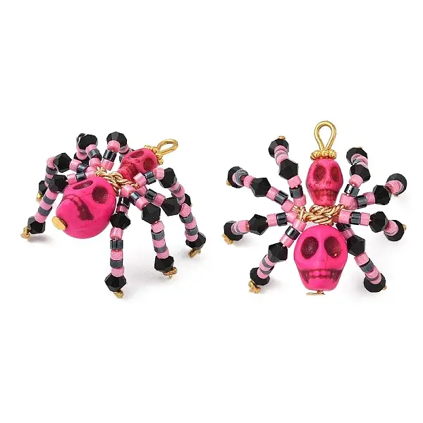 Halloween Theme Dyed Synthetic Turquoise & Glass Seed Beads Pendants