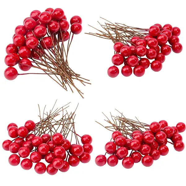 200Pcs Foam Artificial Red Holly Berries Model