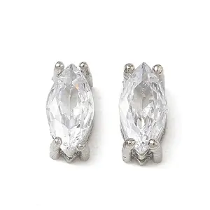 Brass Pave Clear Cubic Zirconia Beads
