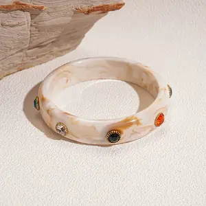 Fashionable Acrylic Rhinestone Bangles for Women