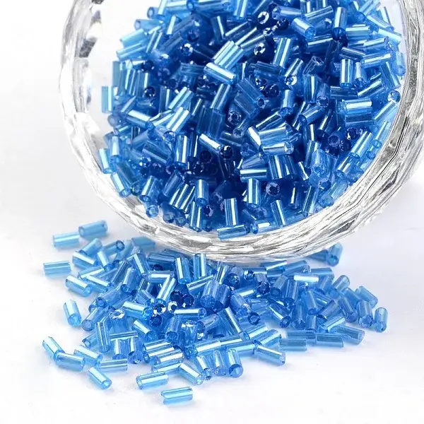 Transparent Colours Pearl Luster Plated Round Hole Glass Bugle Beads