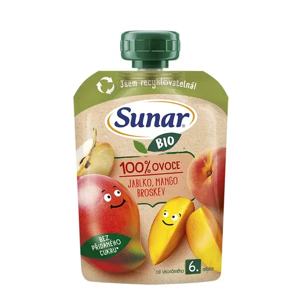 Sunar BIO Jablko, mango, broskev 6m+ kapsička 100 g