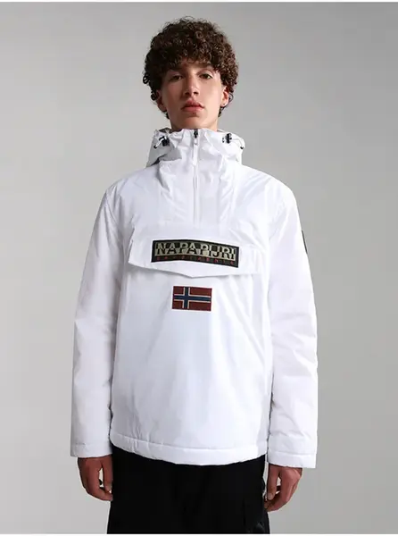 Bílý pánský voděodolný anorak s kapucí NAPAPIJRI - Pánské