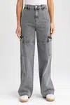 DEFACTO Straight Fit Cargo Jean dlouhé kalhoty