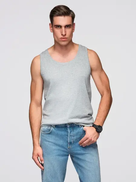 Ombre Men's BASIC cotton tank top - grey melange