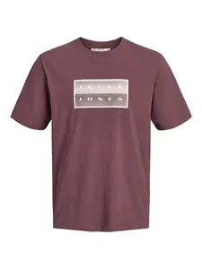 JACK & JONES Tričko 'JCOFusion'  bordová / biela