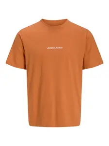 JACK & JONES Tričko 'JCOECHO'  oranžová / čierna / biela