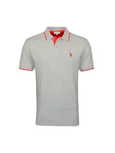 U.S. POLO ASSN. Tričko  sivá melírovaná / červená