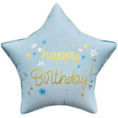 Balónek fóliová hvězda Happy Birthday 44cm
