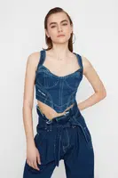Dámský crop top Trendyol TPRAW22BZ1118/Navy blue