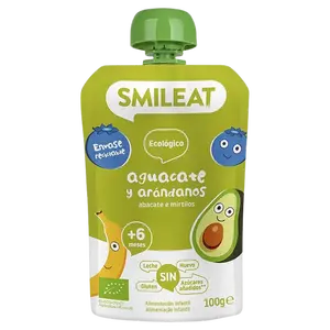 SMILEAT BIO kapsička jablko, banán, avokádo a borůvky 6M+ 100 g