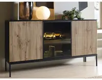 Široká skříňka Sento, černá/dub wotan, s osvětlením