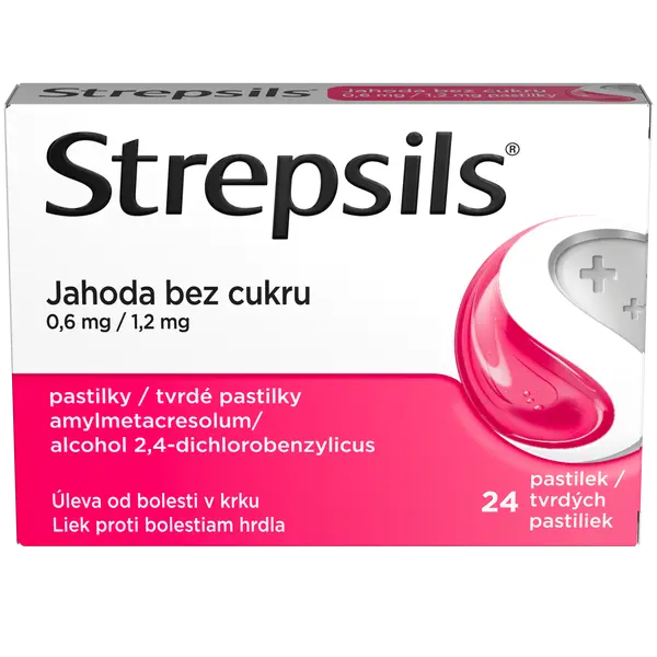 STREPSILS Jahoda bez cukru 0.6 mg/1.2 mg 24 pastilek