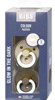 BIBS Colour Noční dudlíky z přírodního kaučuku - velikost 2, Vanilla/Dark Oak 2 ks