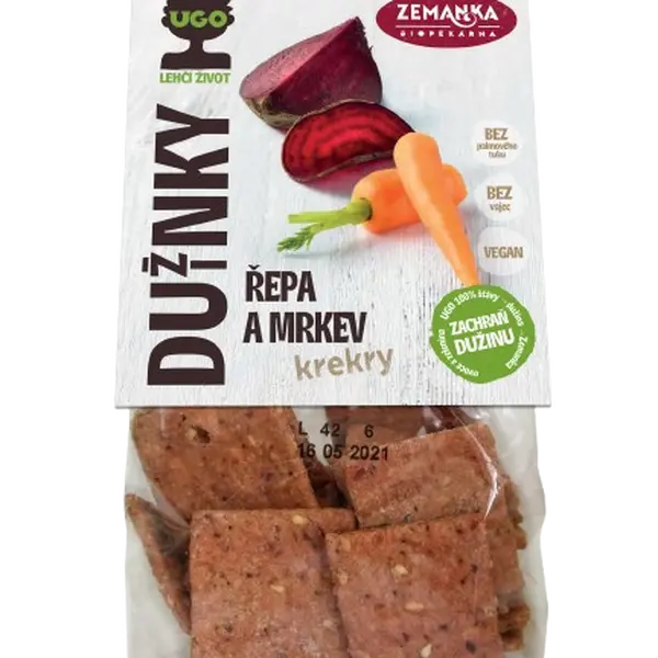 ZEMANKA UGO Slané krekry s dužinou z červené řepy a mrkve 100 g