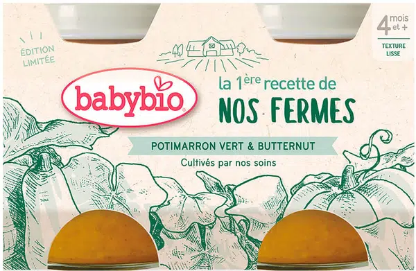 BABYBIO Zelená a máslová dýně z naší vlastní ekofarmy 2 x 130 g