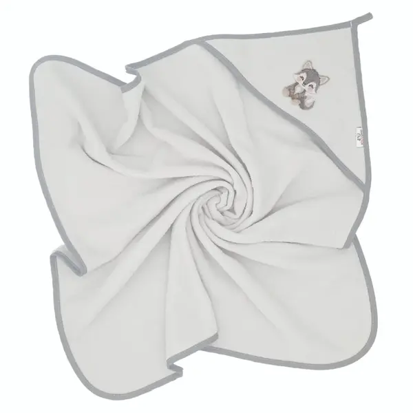 BocioLand Osuška s kapucí a oušky Vlček, 80x80 cm - šedý