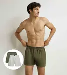 DIM COTTON STRETCH LOOSE BOXER 2x - Men's loose boxer shorts 2 pcs - grey - green