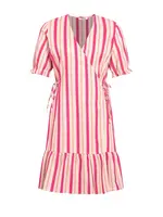Růžové pruhované zavinovací lněné šaty ORSAY - Dámské
