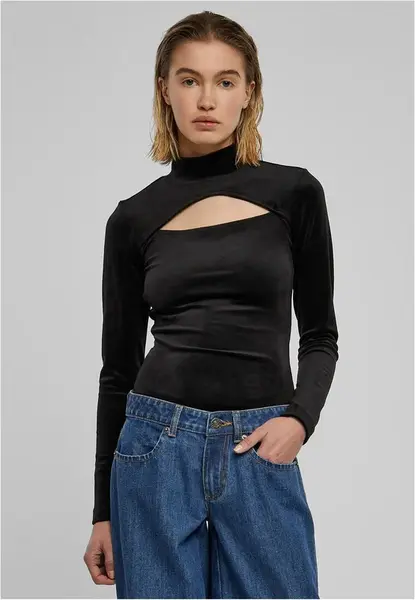 Women's velvet turtleneck in black