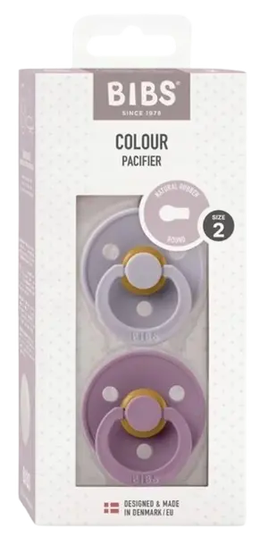 BIBS Colour symetrické cumlíky z prírodného kaučuku veľkosť 2, Fossil Grey / Mauve 2 ks