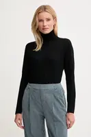 Vlněný svetr United Colors of Benetton dámský, černá barva, s golfem, 11AHD203Y