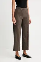 Kalhoty s příměsí vlny Sessun hnědá barva, high waist, 25107006