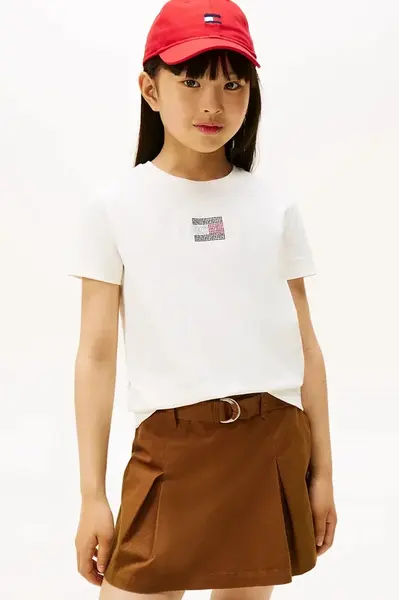 Dětské bavlněné tričko Tommy Hilfiger bílá barva, KG0KG09012