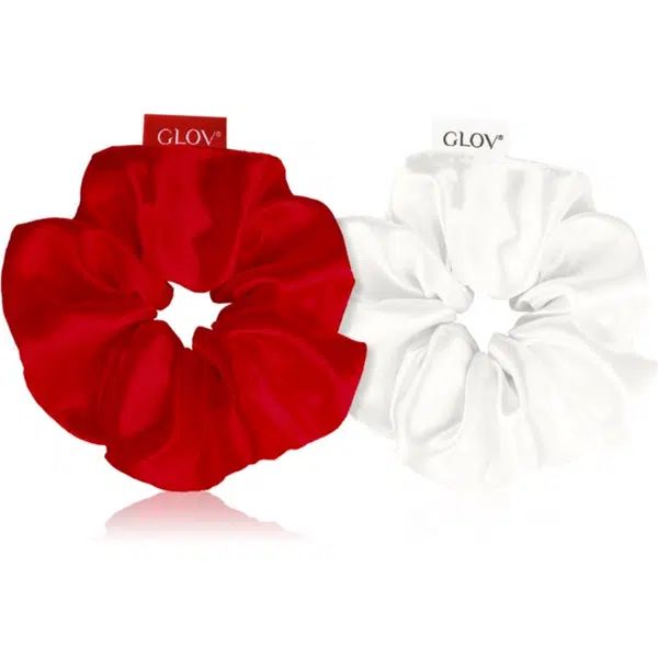 GLOV Satin Scrunchies S gumičky do vlasov Red/Beige 2 ks