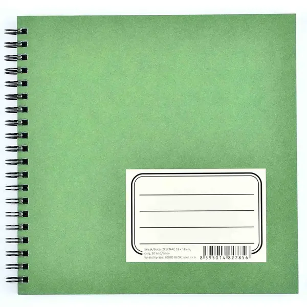 Skicák ZELENÁČ, 18x18cm, čistý, 30 listů