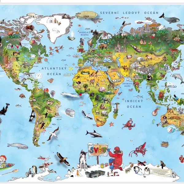 Ilustrovaná mapa světa pro malé cestovatele