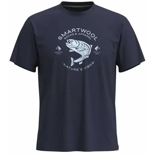 Smartwool TROUT FISCHING SHORT SLEEVE GRAPHIC TEE Pánske tričko, tmavo modrá, veľkosť