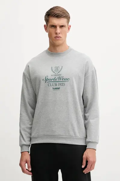 Mikina Hummel pánská, šedá barva, s potiskem, 229844